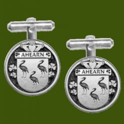 Ahearn Irish Coat Of Arms Claddagh Stylish Pewter Family Crest Cufflinks