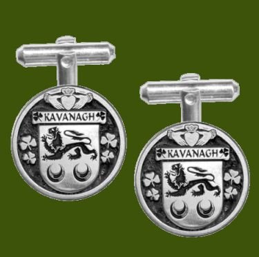 Image 0 of Kavanagh Irish Coat Of Arms Claddagh Stylish Pewter Family Crest Cufflinks
