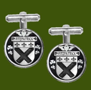 Image 0 of Fitzpatrick Irish Coat Of Arms Claddagh Stylish Pewter Family Crest Cufflinks