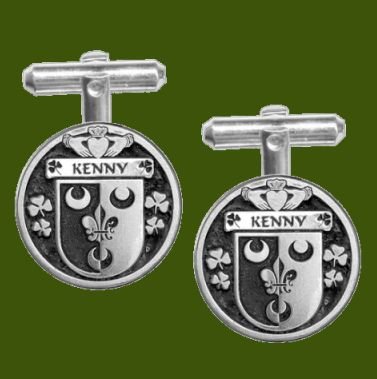 Image 0 of Kenny Irish Coat Of Arms Claddagh Stylish Pewter Family Crest Cufflinks