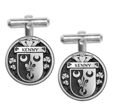 Image 1 of Kenny Irish Coat Of Arms Claddagh Stylish Pewter Family Crest Cufflinks