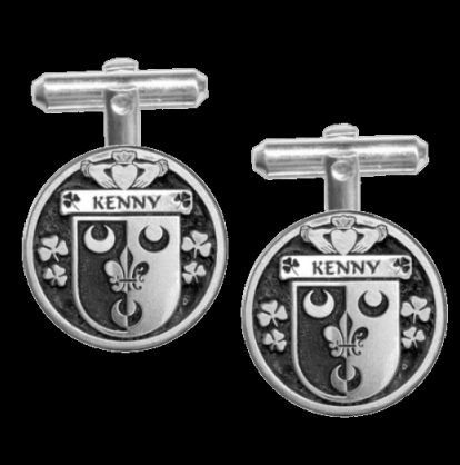 Image 0 of Kenny Irish Coat Of Arms Claddagh Sterling Silver Family Crest Cufflinks