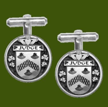 Image 0 of Judge Irish Coat Of Arms Claddagh Stylish Pewter Family Crest Cufflinks