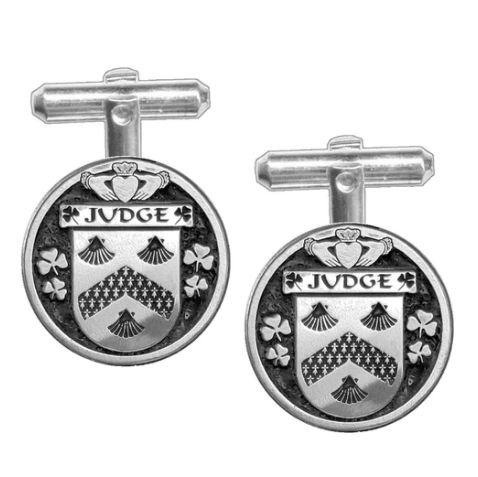Image 1 of Judge Irish Coat Of Arms Claddagh Stylish Pewter Family Crest Cufflinks