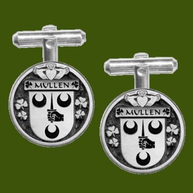 Image 0 of Mullen Irish Coat Of Arms Claddagh Stylish Pewter Family Crest Cufflinks
