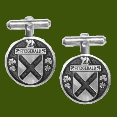 Image 0 of Fitzgerald Irish Coat Of Arms Claddagh Stylish Pewter Family Crest Cufflinks