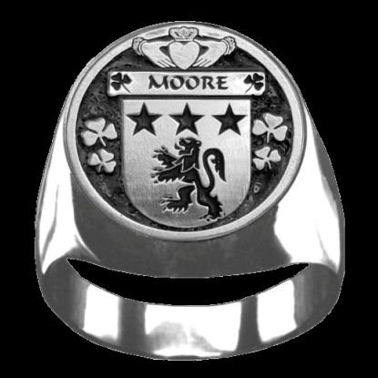 Image 0 of Moore Irish Coat Of Arms Family Crest Mens Sterling Silver Ring
