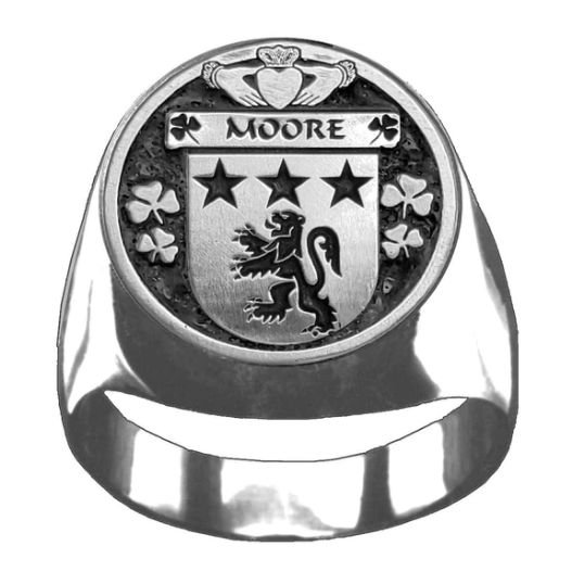 Image 1 of Moore Irish Coat Of Arms Family Crest Mens Sterling Silver Ring