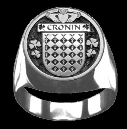 Image 0 of Cronin Irish Coat Of Arms Family Crest Mens Sterling Silver Ring