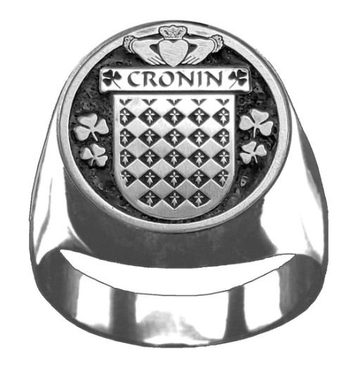 Image 1 of Cronin Irish Coat Of Arms Family Crest Mens Sterling Silver Ring