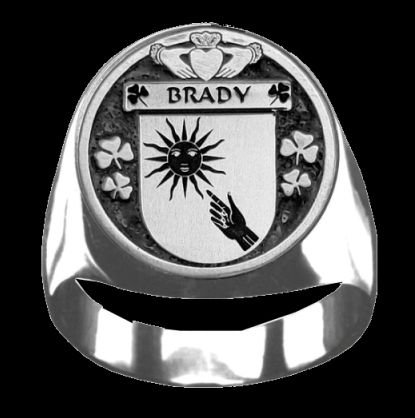 Image 0 of Brady Irish Coat Of Arms Family Crest Mens Sterling Silver Ring
