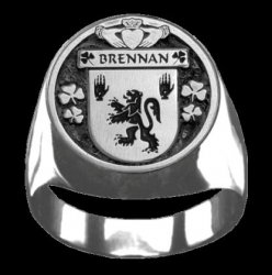 Brennan Irish Coat Of Arms Family Crest Mens Sterling Silver Ring