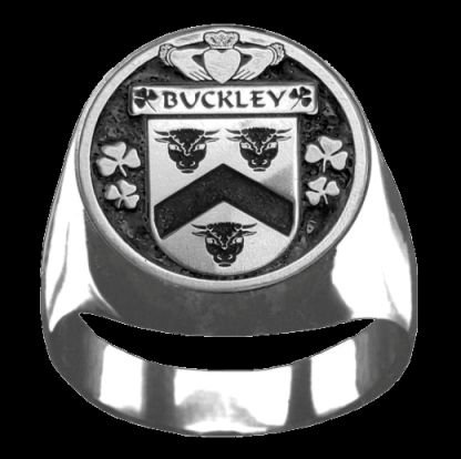 Image 0 of Buckley Irish Coat Of Arms Family Crest Mens Sterling Silver Ring