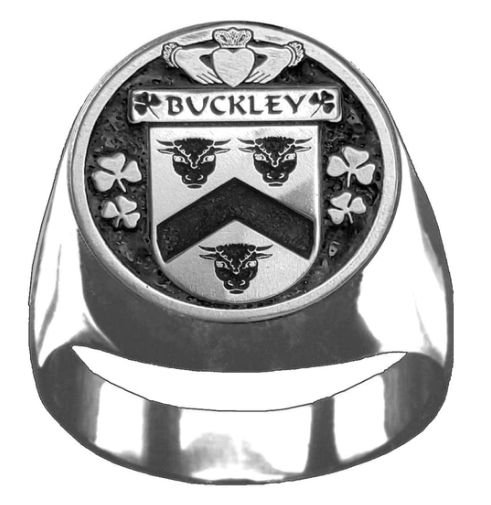 Image 1 of Buckley Irish Coat Of Arms Family Crest Mens Sterling Silver Ring
