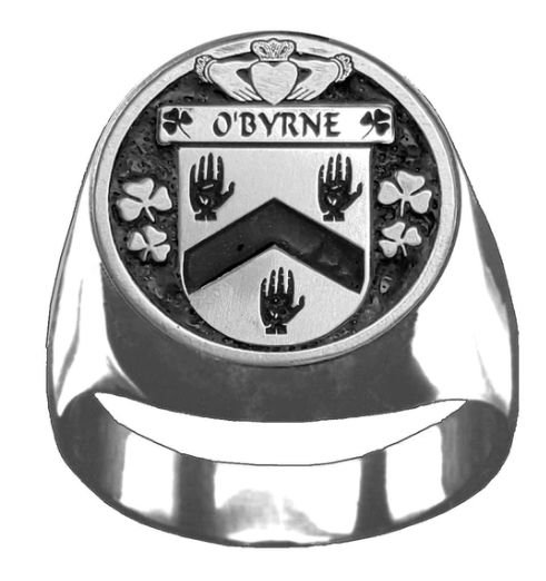 Image 1 of OByrne Irish Coat Of Arms Family Crest Mens Sterling Silver Ring