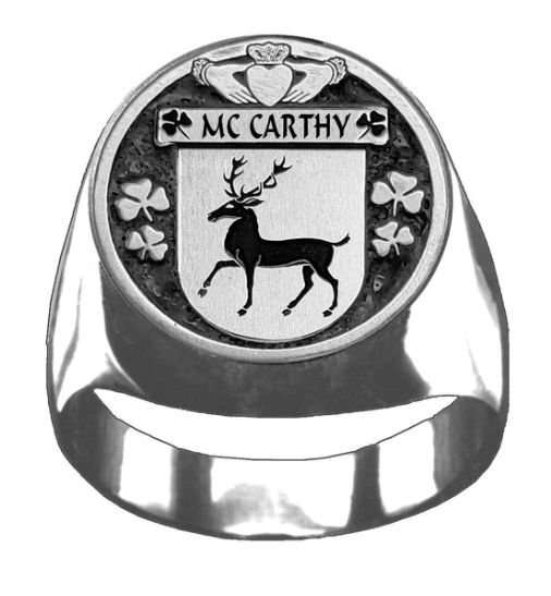 Image 1 of McCarthy Irish Coat Of Arms Family Crest Mens Sterling Silver Ring