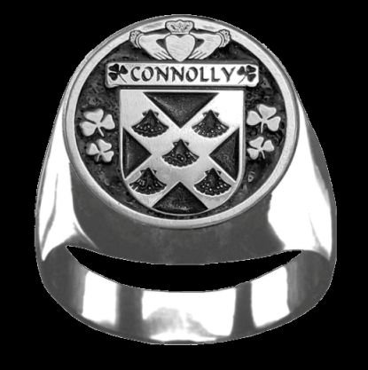 Image 0 of Connolly Irish Coat Of Arms Family Crest Mens Sterling Silver Ring