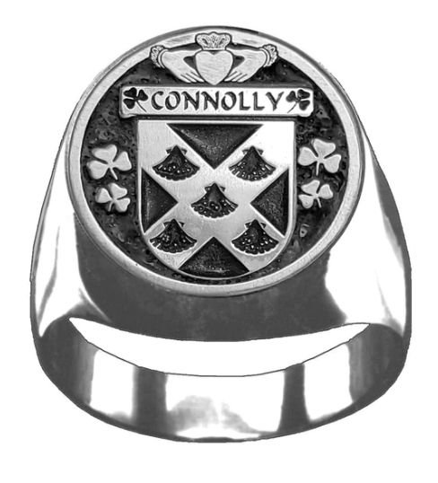 Image 1 of Connolly Irish Coat Of Arms Family Crest Mens Sterling Silver Ring