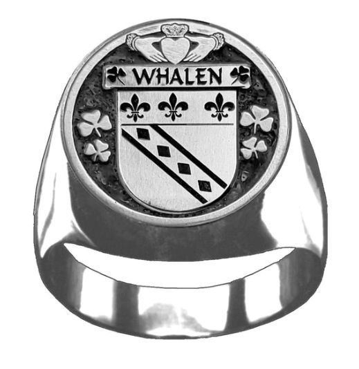 Image 1 of Whalen Irish Coat Of Arms Family Crest Mens Sterling Silver Ring