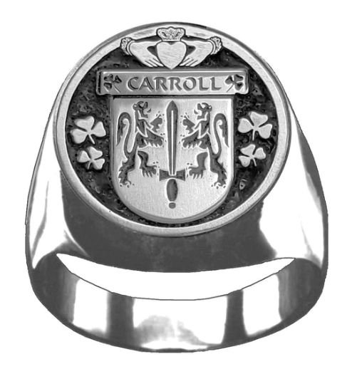 Image 1 of Carroll Irish Coat Of Arms Family Crest Mens Sterling Silver Ring