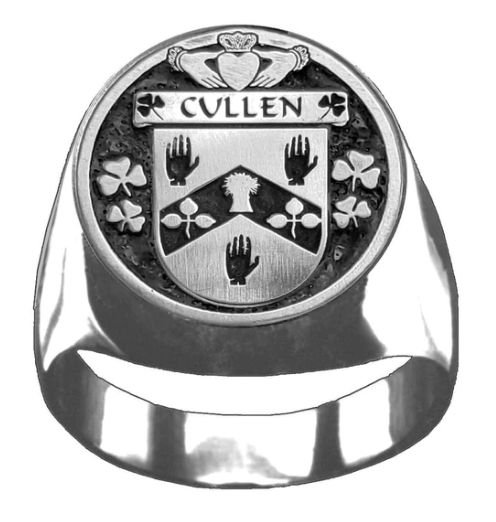 Image 1 of Cullen Irish Coat Of Arms Family Crest Mens Sterling Silver Ring