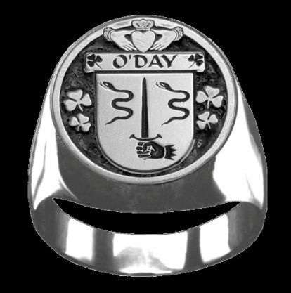 Image 0 of ODay Irish Coat Of Arms Family Crest Mens Sterling Silver Ring