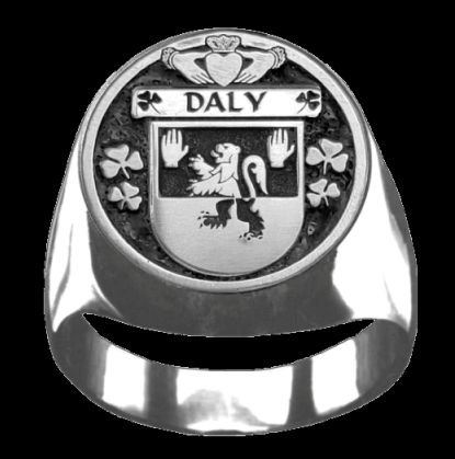Image 0 of Daly Irish Coat Of Arms Family Crest Mens Sterling Silver Ring
