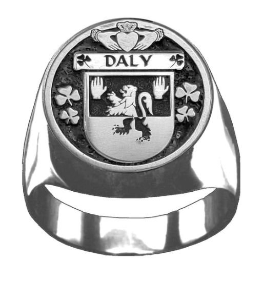 Image 1 of Daly Irish Coat Of Arms Family Crest Mens Sterling Silver Ring