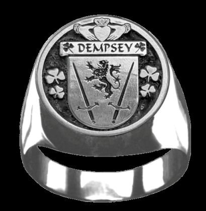 Image 0 of Dempsey Irish Coat Of Arms Family Crest Mens Sterling Silver Ring