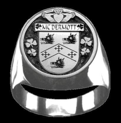 Image 0 of McDermott Irish Coat Of Arms Family Crest Mens Sterling Silver Ring