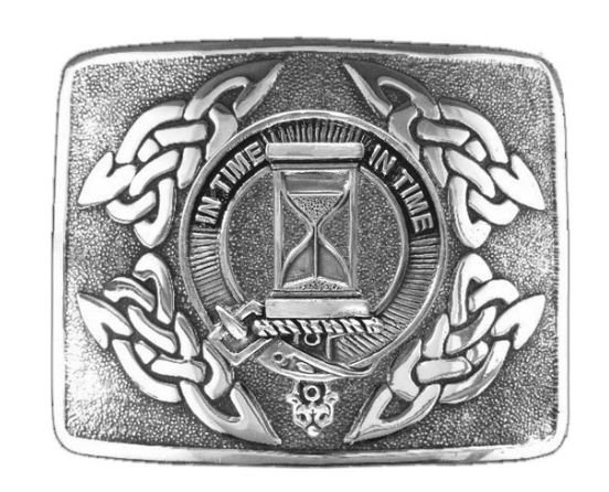 Image 1 of Houston Clan Badge Interlace Mens Sterling Silver Kilt Belt Buckle