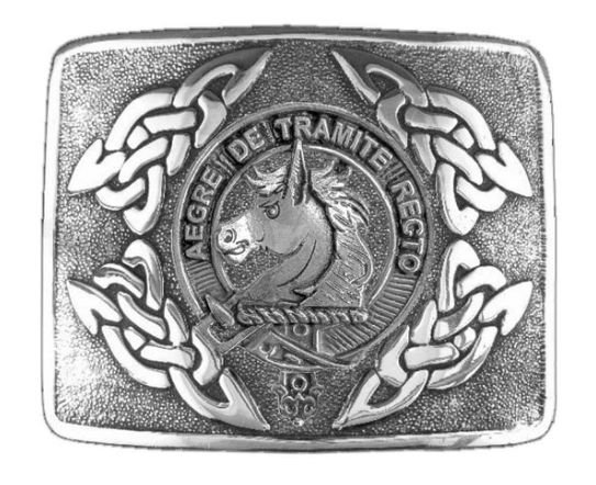 Image 1 of Horsburgh Clan Badge Interlace Mens Sterling Silver Kilt Belt Buckle