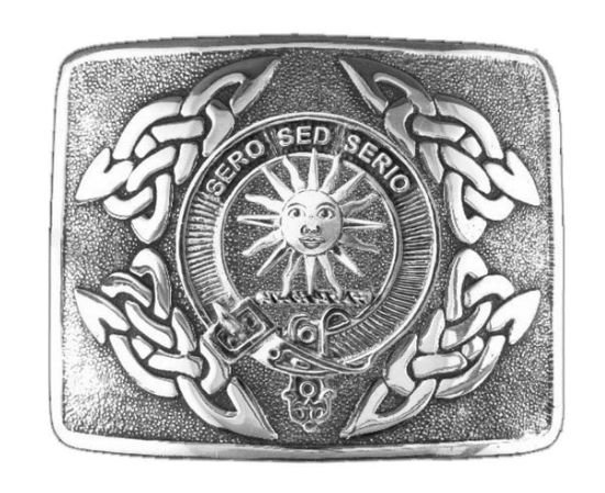 Image 1 of Kerr Clan Badge Interlace Mens Sterling Silver Kilt Belt Buckle