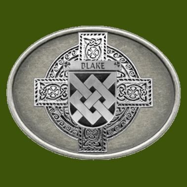 Image 0 of Blake Irish Coat of Arms Oval Antiqued Mens Stylish Pewter Belt Buckle