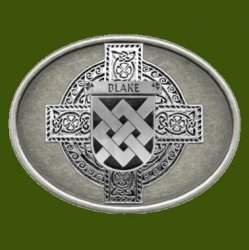 Blake Irish Coat of Arms Oval Antiqued Mens Stylish Pewter Belt Buckle