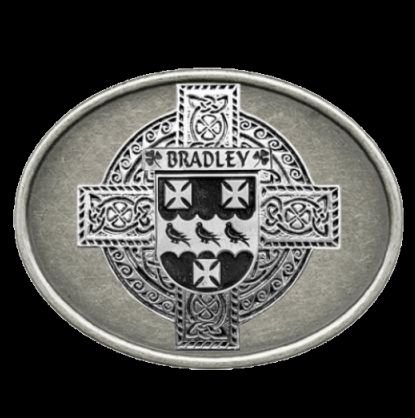 Image 0 of Bradley Irish Coat of Arms Oval Antiqued Mens Sterling Silver Belt Buckle