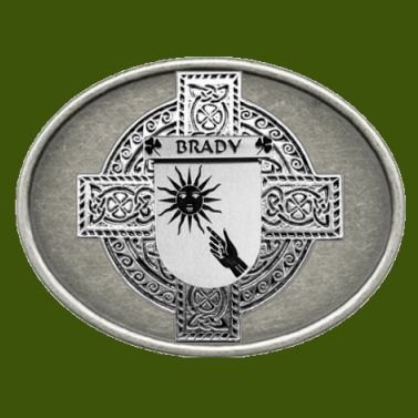 Image 0 of Brady Irish Coat of Arms Oval Antiqued Mens Stylish Pewter Belt Buckle