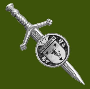 Image 0 of McAuliffe Irish Coat Of Arms Claddagh Round Stylish Pewter Small Kilt Pin