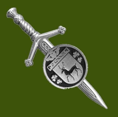 Image 0 of OConnor Irish Coat Of Arms Claddagh Round Stylish Pewter Small Kilt Pin