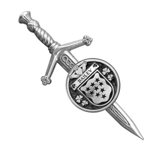 Image 1 of Bailey Irish Coat Of Arms Claddagh Round Sterling Silver Small Kilt Pin