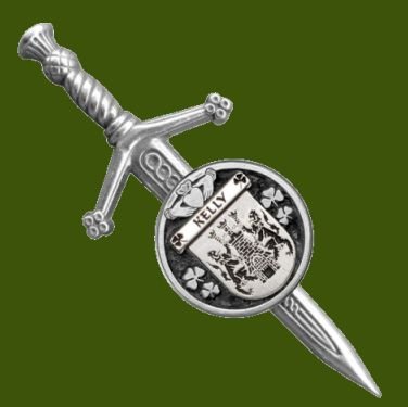 Image 0 of Kelly Irish Coat Of Arms Claddagh Round Stylish Pewter Small Kilt Pin