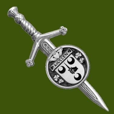 Image 0 of Mullen Irish Coat Of Arms Claddagh Round Stylish Pewter Small Kilt Pin