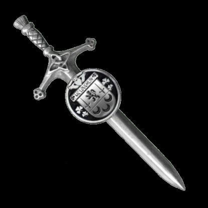 Image 0 of McLoughlin Irish Coat Of Arms Claddagh Round Silver Family Crest Large Kilt Pin