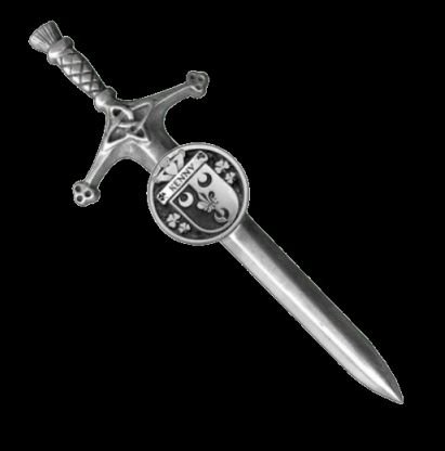 Image 0 of Kenny Irish Coat Of Arms Claddagh Round Silver Family Crest Large Kilt Pin
