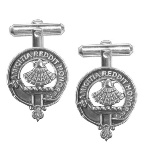 Image 1 of Pringle Clan Badge Stylish Pewter Clan Crest Cufflinks