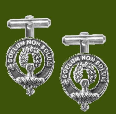 Image 0 of Stevenson Clan Badge Stylish Pewter Clan Crest Cufflinks
