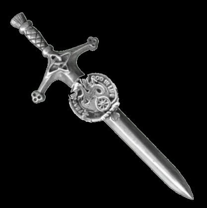 Image 0 of Somerville Clan Badge Sterling Silver Clan Crest Large Kilt Pin