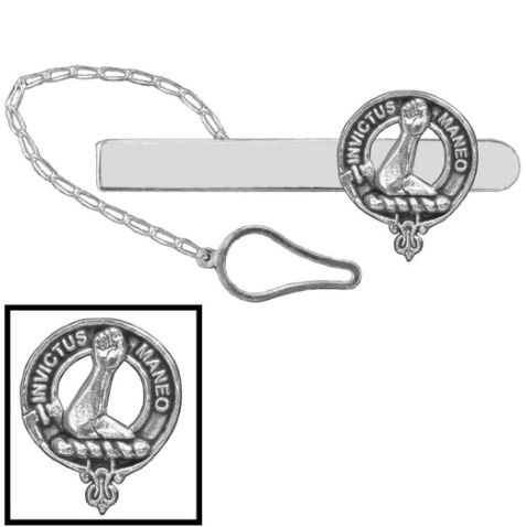 Image 1 of Armstrong Clan Badge Sterling Silver Button Loop Clan Crest Tie Bar