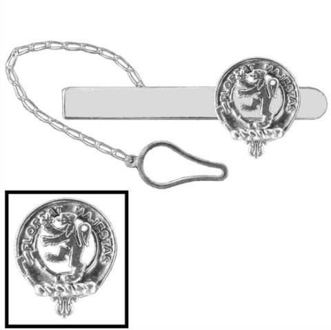 Image 1 of Brown Clan Badge Sterling Silver Button Loop Clan Crest Tie Bar