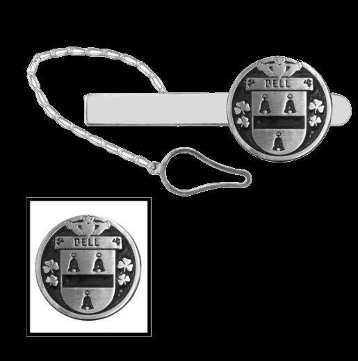 Image 0 of Bell Irish Coat Of Arms Claddagh Round Sterling Silver Button Loop Tie Bar
